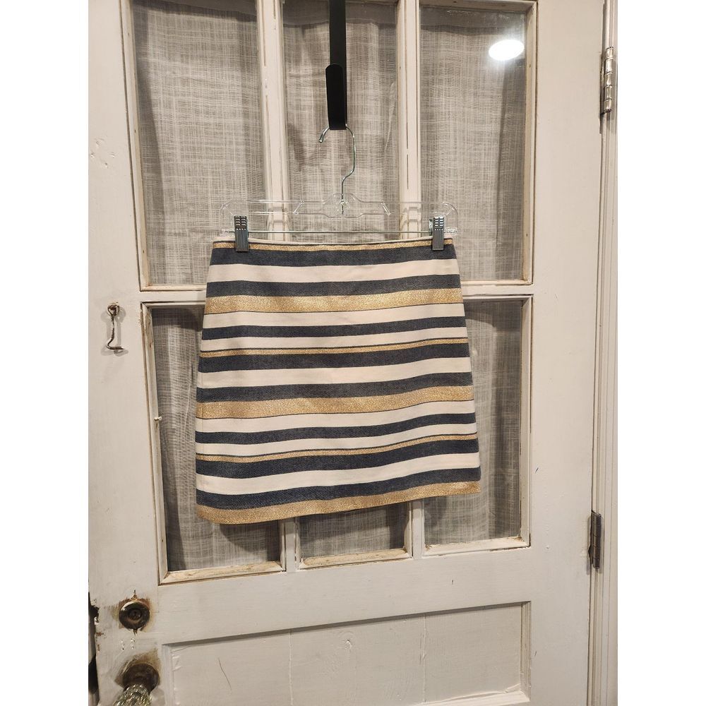 J.‎ Crew Size 00 Glittery Gold and Blue Striped Pencil Skirt